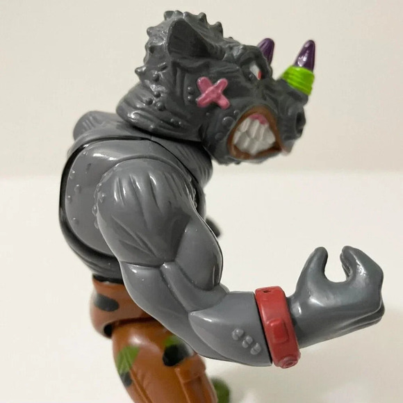 1991 TMNT Machine Gunnin Rocksteady Action Figure Wind Up Rhino - Picture 7 of 13